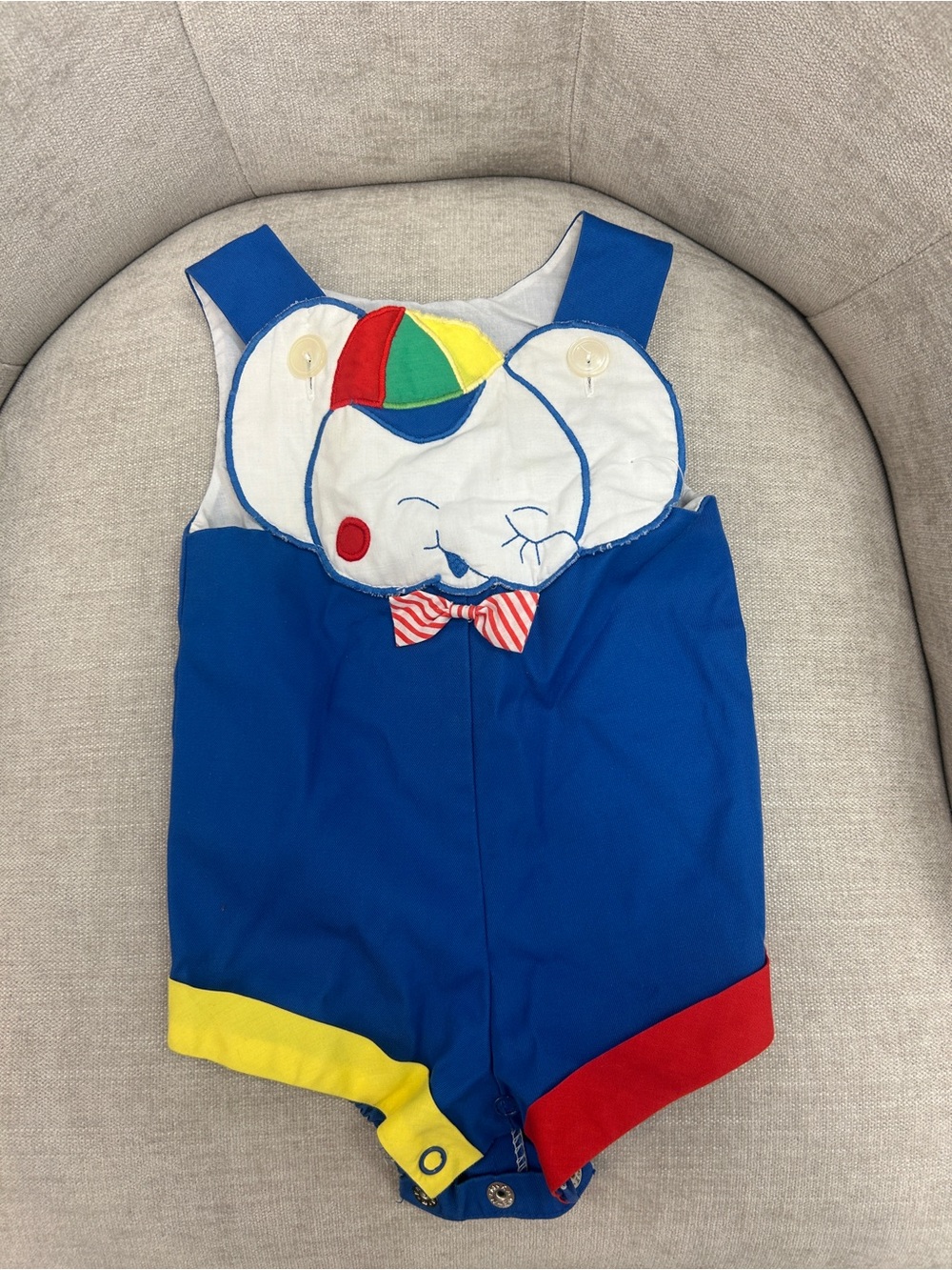 Vintage Baby Togs Blue Romper Onesie 12 Months Applique Shortall Boys Girls